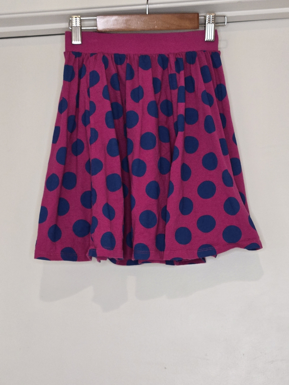 Tea Collection Girls' Fushcia Skirt with Navy Polka Dots, Size 10